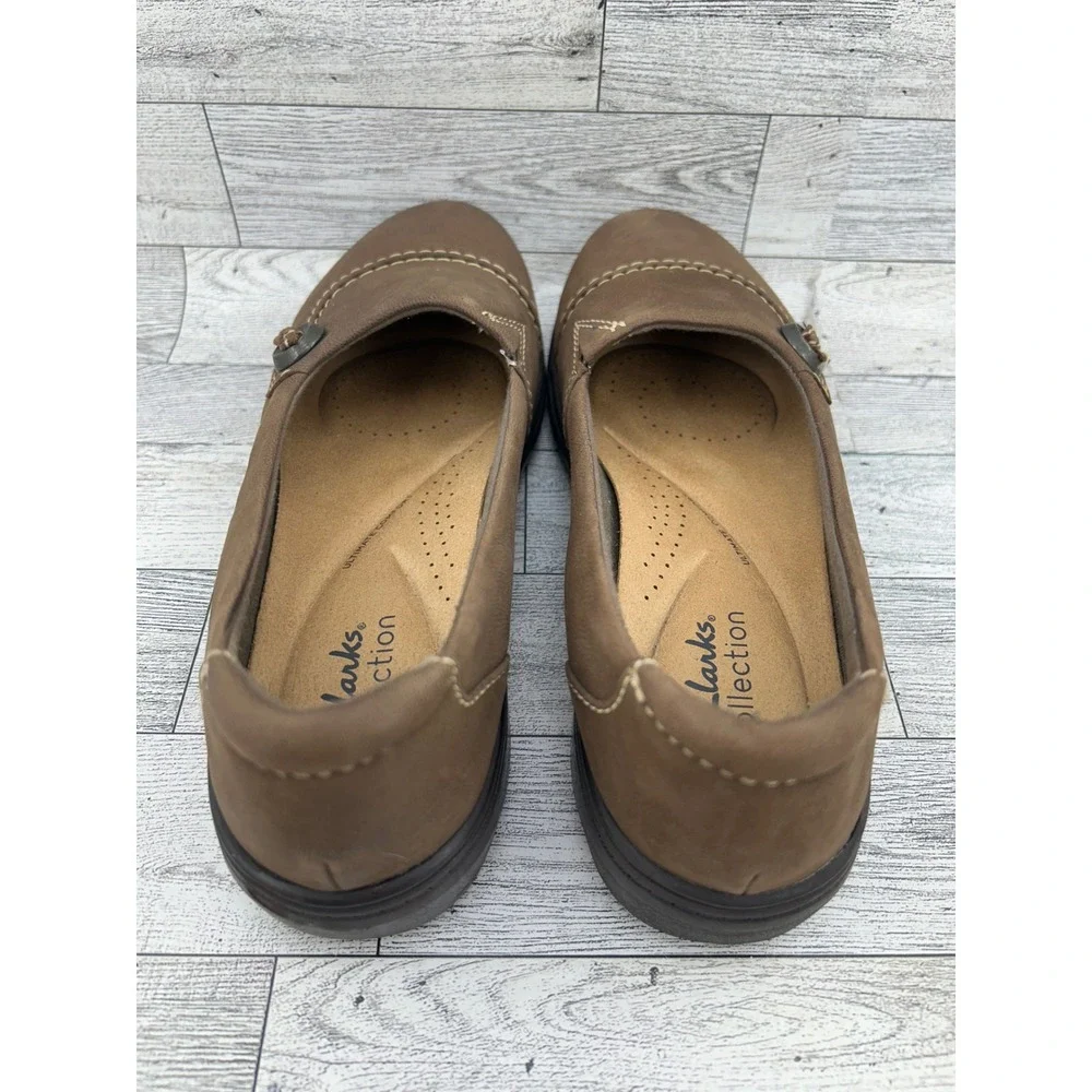 Clarks Collection Women Brown Leather Ultimate Comfort Loafers Sz 7.5 M
